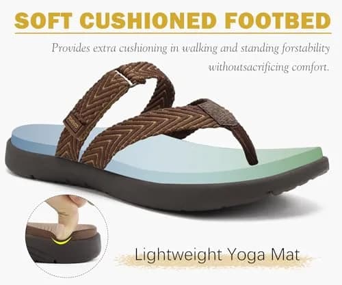 COFACE Women's Orthotic Flip Flops Arch Support Thong Sandals Brown Size 9 (25.4 cm / 10 in) thumbnail 5
