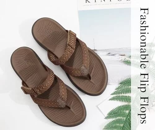 COFACE Women's Orthotic Flip Flops Arch Support Thong Sandals Brown Size 9 (25.4 cm / 10 in) thumbnail 8