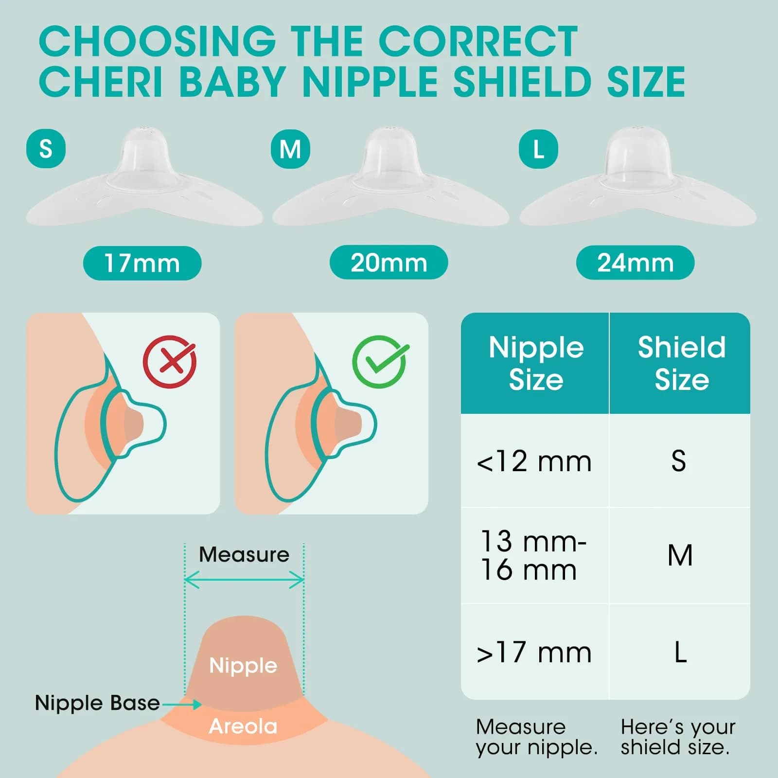 Cheri Baby Nipple Shield for Breastfeeding Difficulty, 20mm Size | Soft Food Grade Silicone BPA Free - view 5