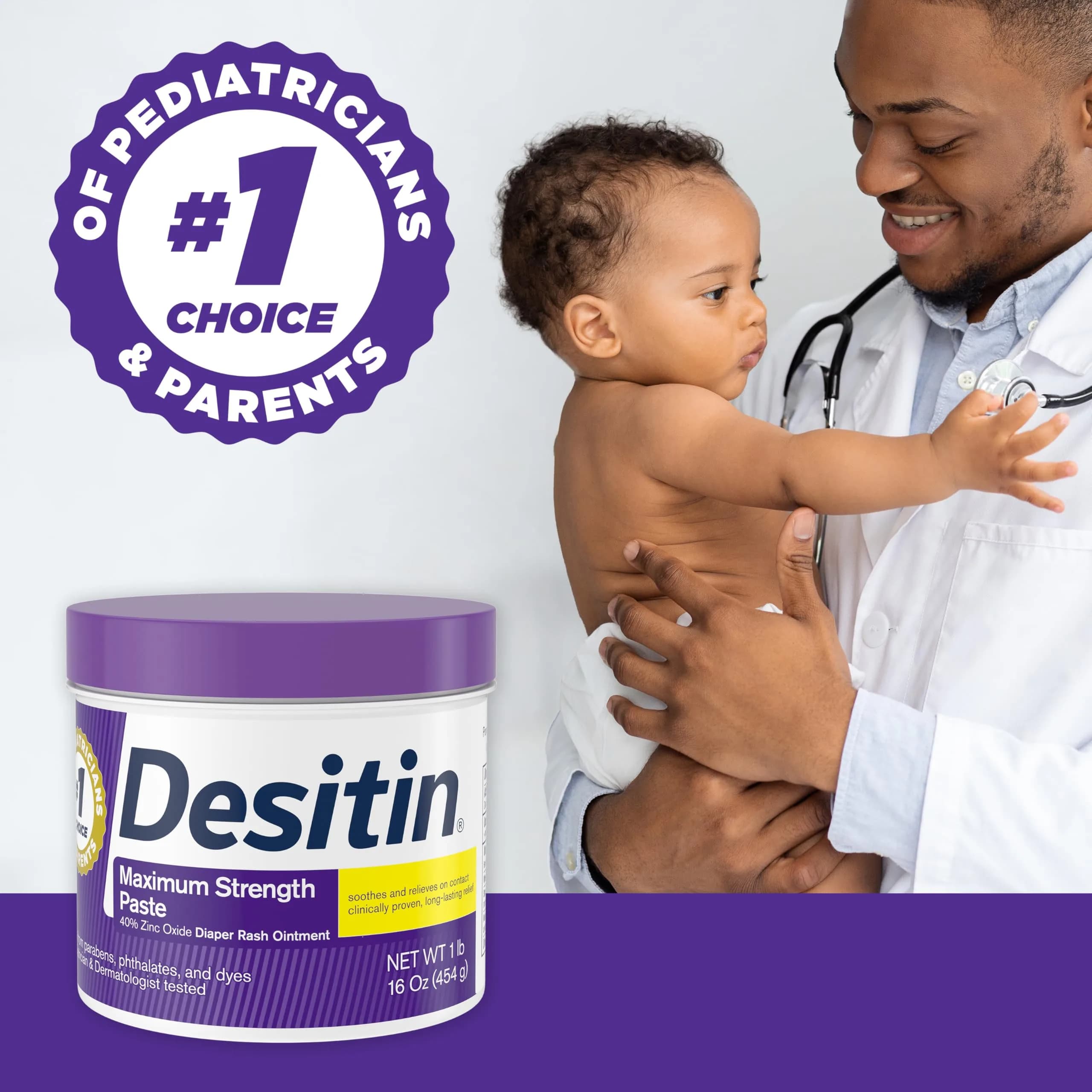 Desitin Maximum Strength Diaper Rash Cream - 40% Zinc Oxide, Hypoallergenic, Paraben-Free (16 oz, Pack of 2) - view 4