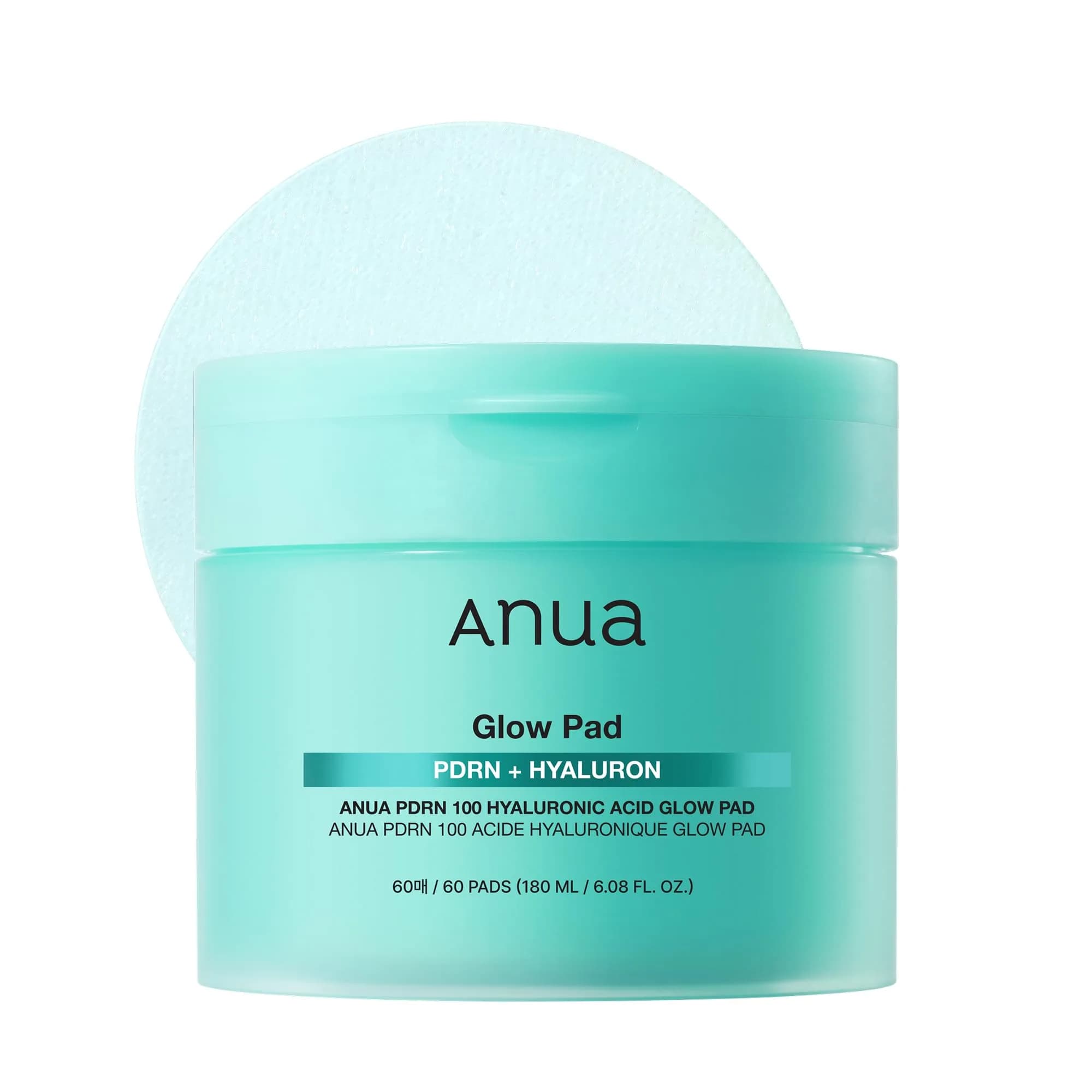 ANUA PDRN 100 Hyaluronic Acid Toner Pad, 6.1 fl oz (180 ml), 60 Count | Hydrating & Radiance Boosting