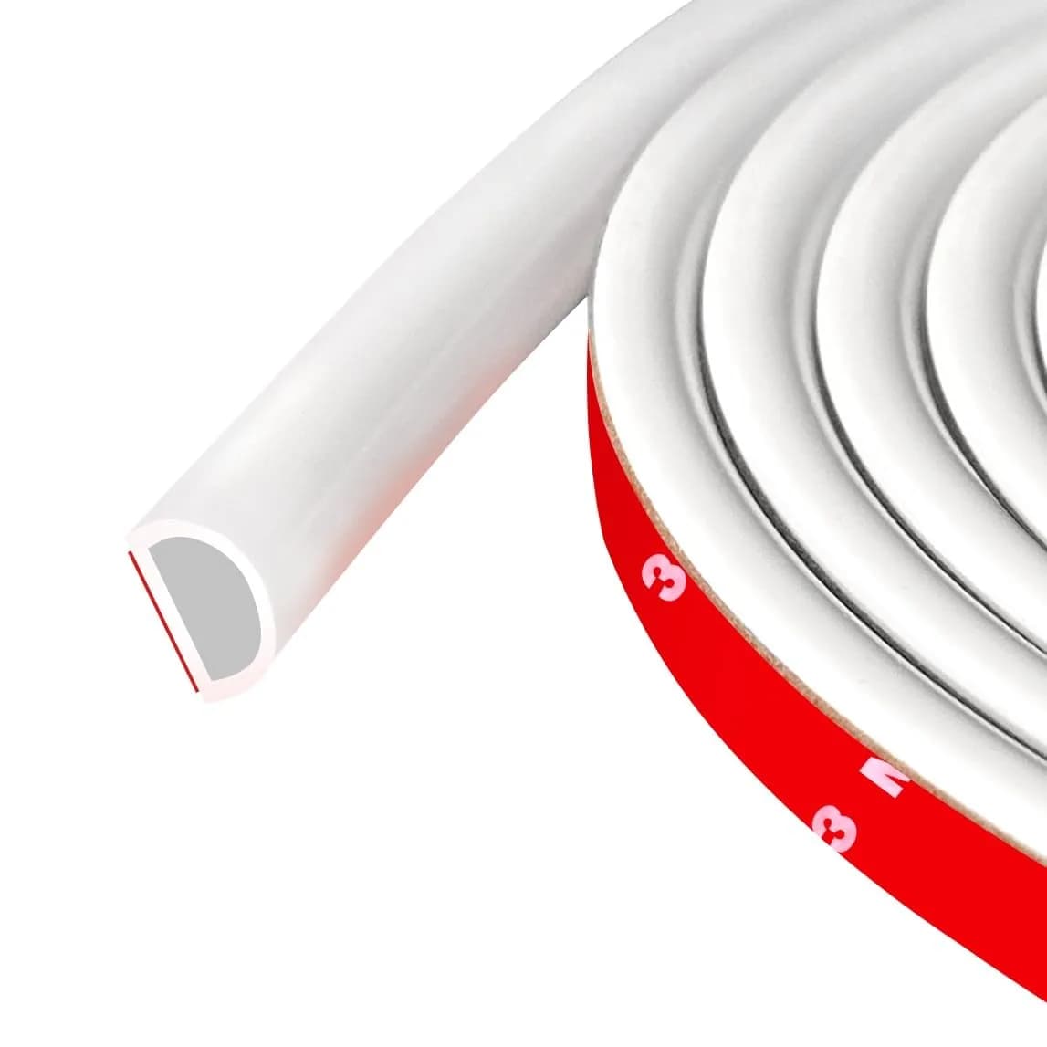 Protalwell White Silicone D Shaped Weather Stripping 6.1m (20ft) | Seals Gaps Up to 1.2cm