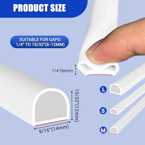 Protalwell White Silicone D Shaped Weather Stripping 6.1m (20ft) | Seals Gaps Up to 1.2cm thumbnail 2