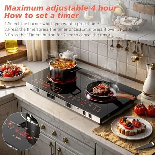 Karienvir 24" Electric Cooktop 2000W 110V | Touch Control, 8 Cooking Functions, Safety Lock thumbnail 4