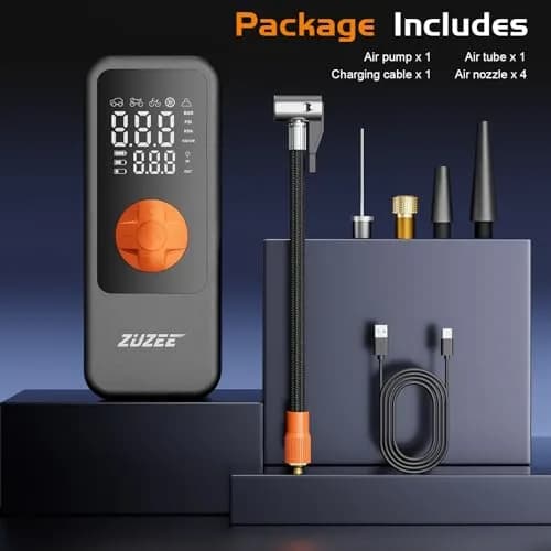 ZUZEE Portable Air Compressor Tire Inflator 150PSI | 4X Faster Inflation, High-Capacity Battery, Digital Pressure Gauge, LED Light thumbnail 6