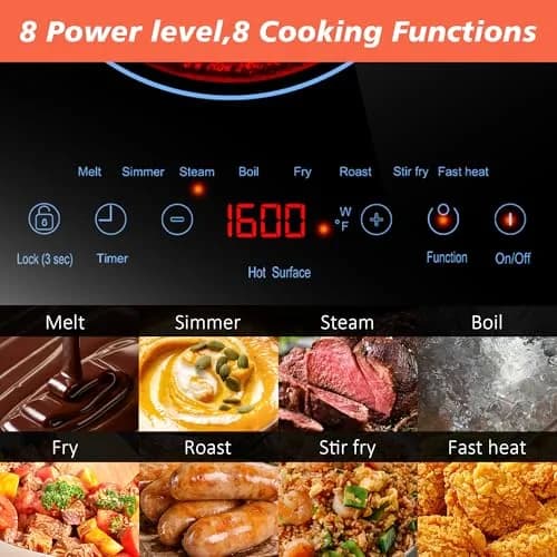 Karienvir 24 Inch 2 Burner Electric Cooktop 2000W | Touch Control, 110V Plug-in & Built-in thumbnail 6