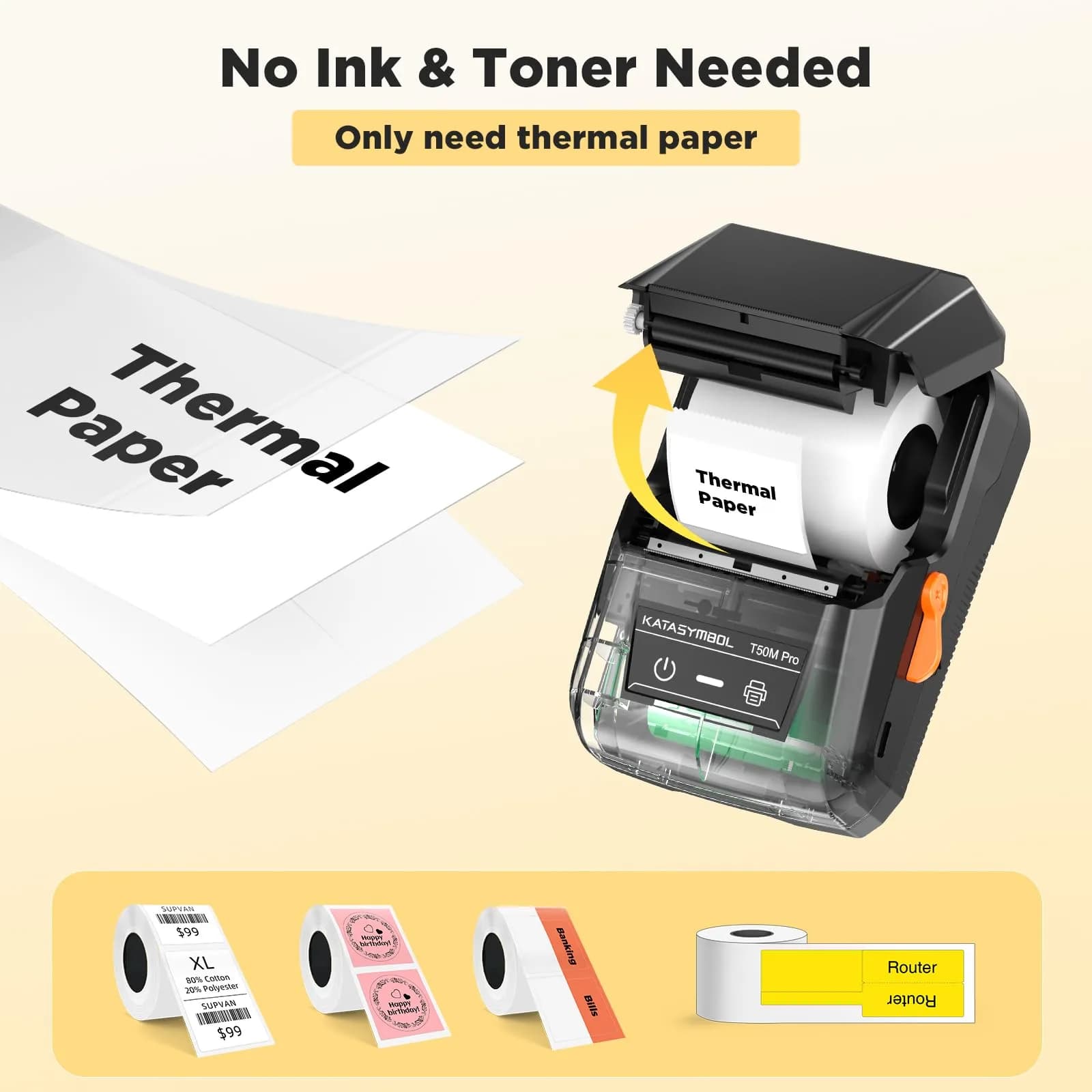 SUPVAN T50M Pro Bluetooth Label Maker Machine with 3 Tapes, Set 2 | Portable Thermal Printer with App Control - view 7