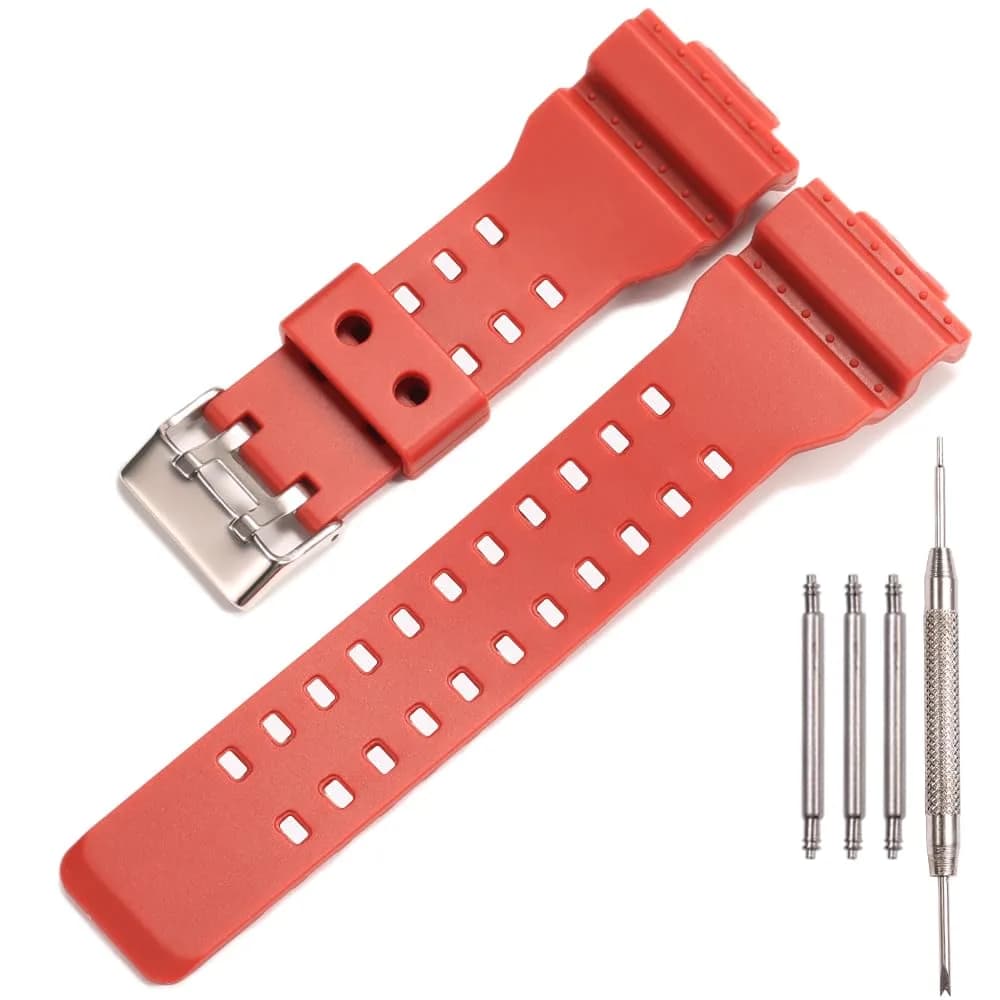 XBHSW Resin Replacement Watch Band for Casio G-Shock GA100 GA110 GA120 GD100 GD120 (Matte Red, 22mm) - main product image
