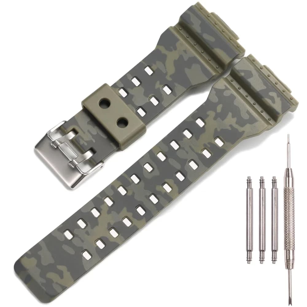 XBHSW Resin Replacement Watch Band for Casio G-Shock GA/GD Series 22mm (0.87 inch) Camouflage Military Green | Durable & Waterproof — Camouflage militarygreen
