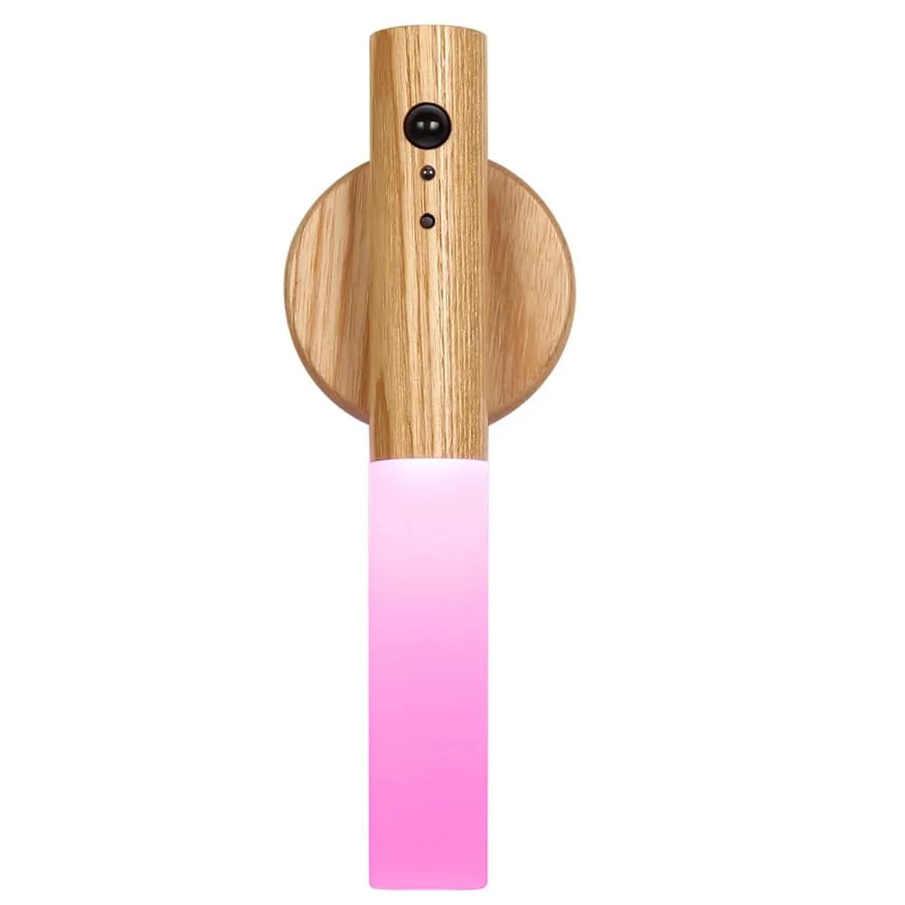 LANDGOO Wooden Motion Sensor Night Light | Handmade Wooden Night Light with Motion Detection and Warm LED Light — Ash-Multicolor
