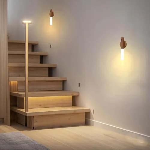 LANDGOO Wooden Motion Sensor Night Light | Handmade Wooden Night Light with Motion Detection and Warm LED Light thumbnail 7