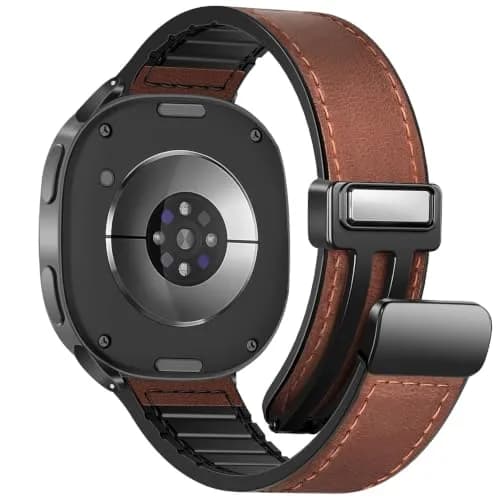 WestEagle Magnetic Leather Band for Galaxy Watch 9/8 | Adjustable Magnetic Buckle Leather Strap, Dark Brown (147-198mm) thumbnail 1