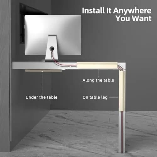 YECAYE Beige Cable Management Under Desk Kit | 94 Inch Total Length thumbnail 3