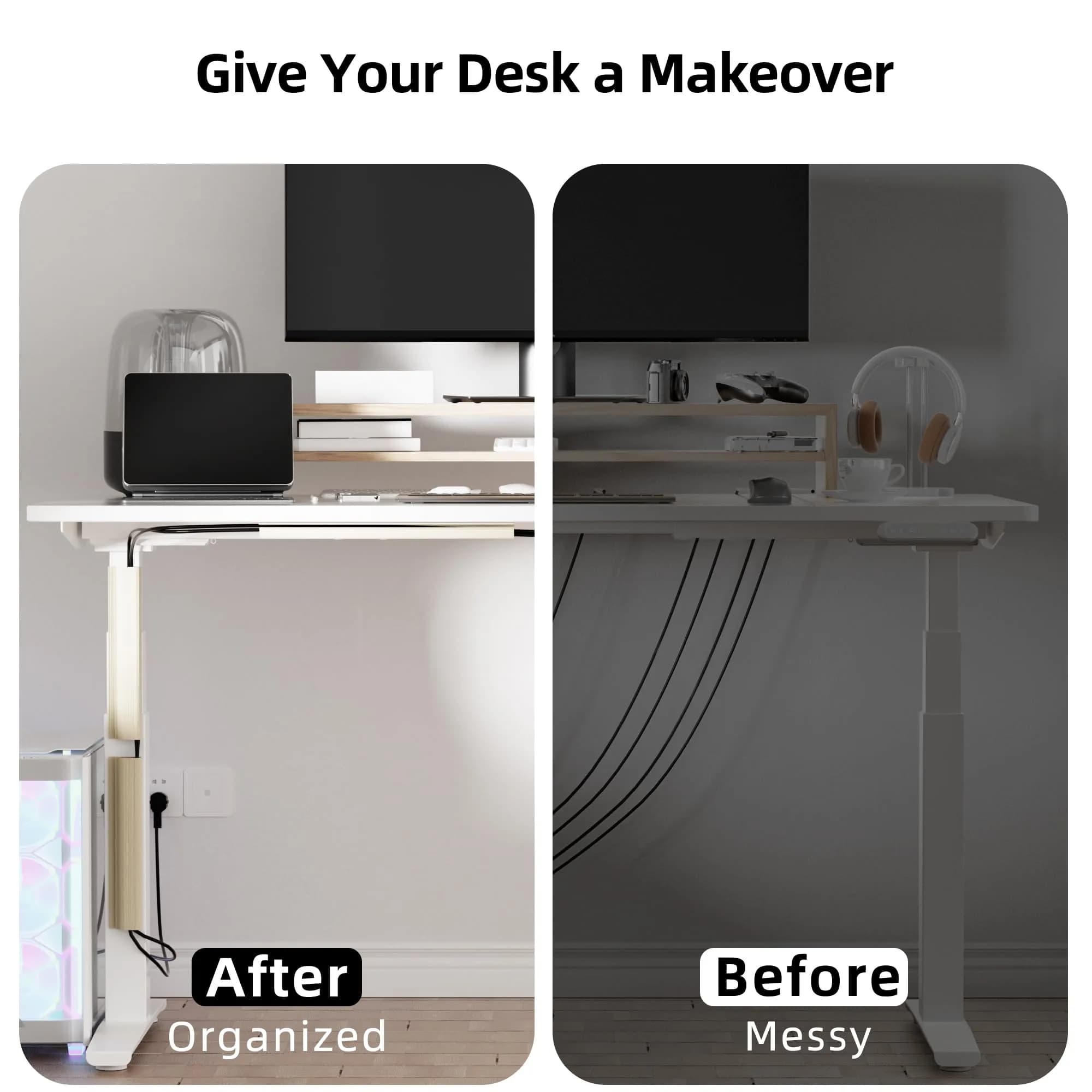 YECAYE Beige Cable Management Under Desk Kit | 94 Inch Total Length - view 4