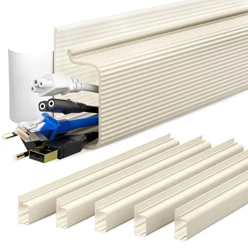 YECAYE White Cable Management Under Desk Kit | 2.4m (94.2 in) Total Length — Beige / 94in