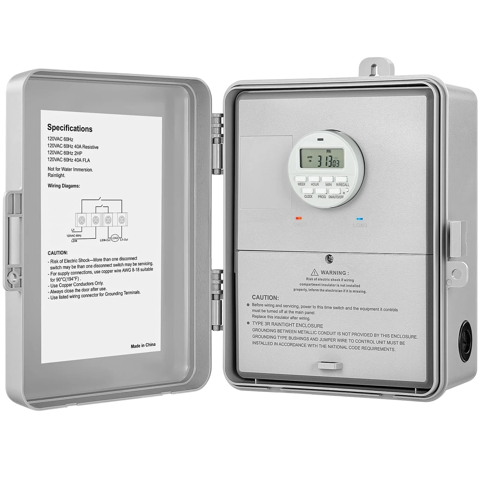 SURAIELEC Digital Pool Timer 40AMP 240V | 7-Day Programmable Control for Pool Pumps — 120VAC 2HP