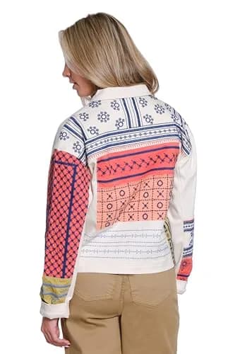 TRU LUXE Embroidered Shirt Jacket, Multi, M | Casual Fall Women's Coat with Embroidery thumbnail 3
