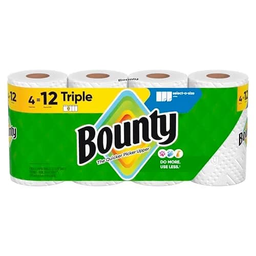 Bounty Select-A-Size Paper Towels, White, 4 Triple Rolls (Equals 12 Regular Rolls) - main product image