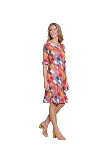 MULTIPLES Womens Dress Cuffed Elbow Sleeve Wide Neck | Flattering A-Line Fit (70-120c) thumbnail 2