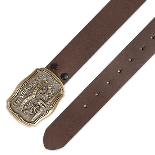 Levi's Men's Removable Plaque Logo Buckle Casual Leather Belt, Brown, XL | Classic Style with Removable Buckle thumbnail 5