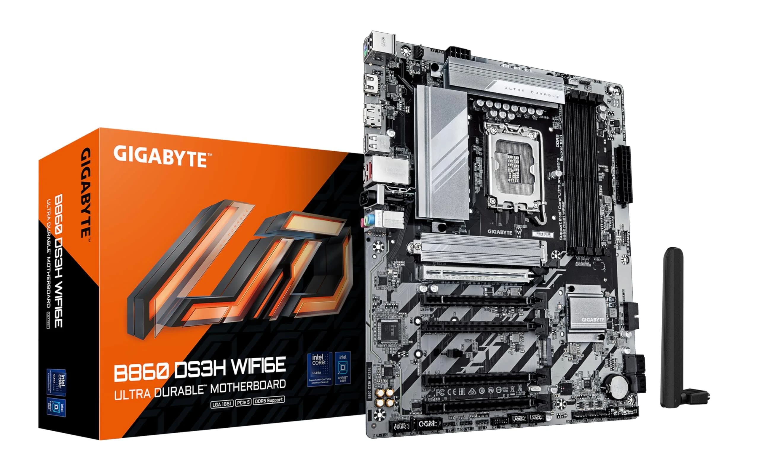 GIGABYTE B860 DS3H WIFI6E Motherboard | Intel Core Ultra Series, DDR5, PCIe 5.0, WiFi 6E (up to 9066MHz DDR5)