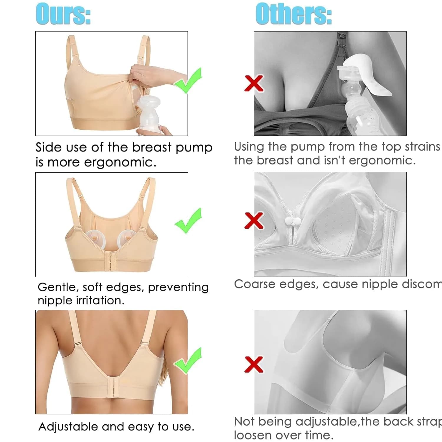 ENSDOAR Hands Free Pumping Bra with Removable Padding, Beige, Medium | Soft Cotton Blend for All-Day Comfort & Easy Pumping - view 6