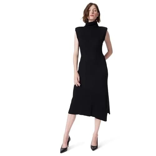 DEE OCLEPPO Emilia Asymmetric Ribbed Knit Dress S | Chic, Versatile, US Import thumbnail 1