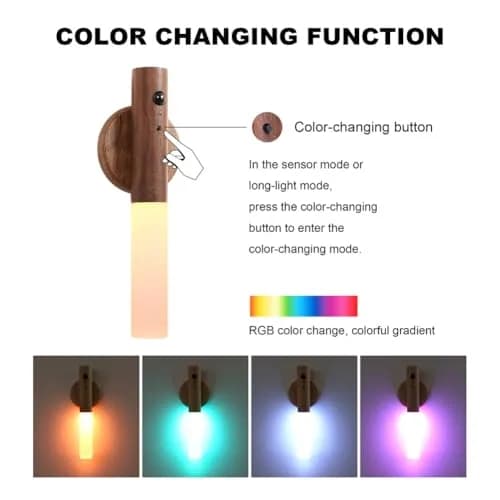 LANDGOO Wooden Motion Sensor Night Light | Handmade Wooden Design with Motion Detection & Warm Light thumbnail 2