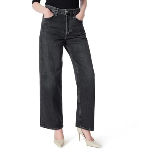 DEE OCLEPPO Womens Kit 5 Pocket Straight Wide Leg Jean 29.5in | High Rise, Cotton-Spandex Blend thumbnail 1