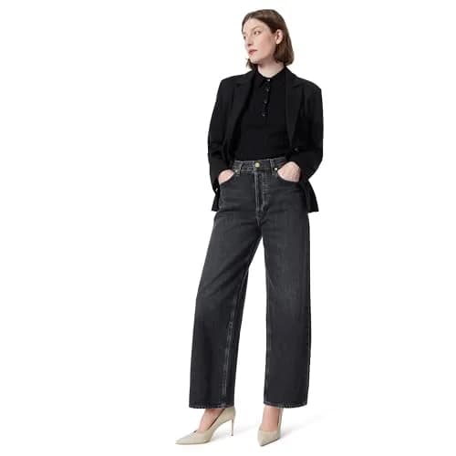 DEE OCLEPPO Womens Kit 5 Pocket Straight Wide Leg Jean 29.5in | High Rise, Cotton-Spandex Blend thumbnail 2
