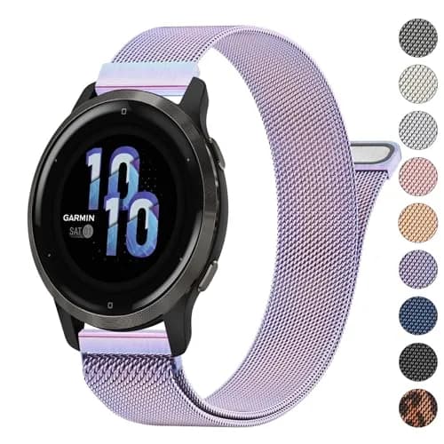 Meliya 18mm Metal Watch Bands for Garmin Venu 3S/4S/2S/Vivoactive 4S/Vivomove 3S/Forerunner 265s/255s (41mm-42mm) - Colorful Milanese Stainless Steel Strap | Quick Release Magnetic Clasp thumbnail 1