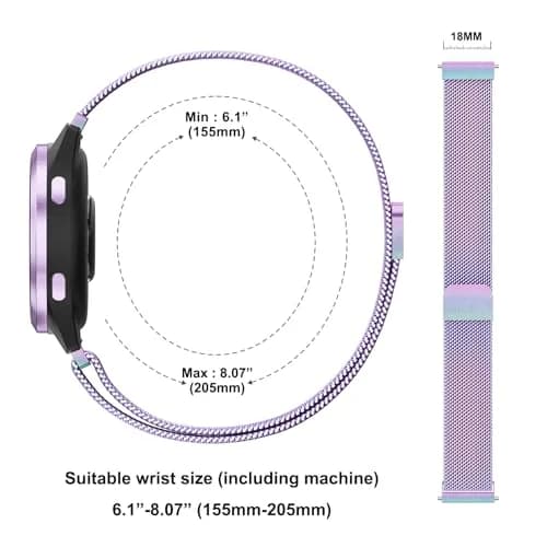 Meliya 18mm Metal Watch Bands for Garmin Venu 3S/4S/2S/Vivoactive 4S/Vivomove 3S/Forerunner 265s/255s (41mm-42mm) - Colorful Milanese Stainless Steel Strap | Quick Release Magnetic Clasp thumbnail 5