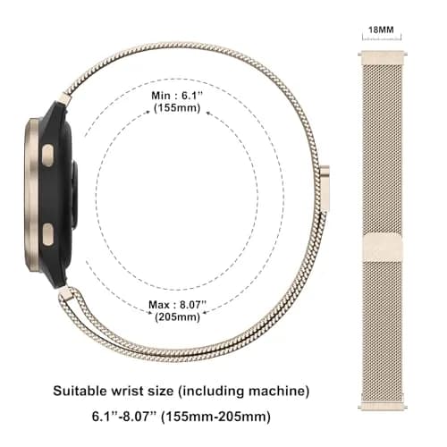Meliya 18mm Metal Watch Band for Garmin Venu 3S/2S, Vivoactive 4S, Vivomove 3S, Forerunner 255s/265s - Champagne Gold thumbnail 5