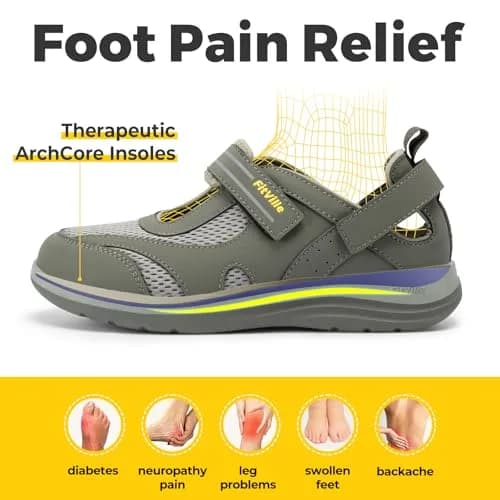 FitVille Women's Extra Wide Diabetic Sandals 7.5 Wide | Arch Support for Heel Pain & Plantar Fasciitis thumbnail 5