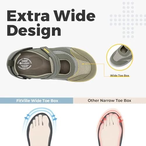 FitVille Women's Extra Wide Diabetic Sandals 7.5 Wide | Arch Support for Heel Pain & Plantar Fasciitis thumbnail 3