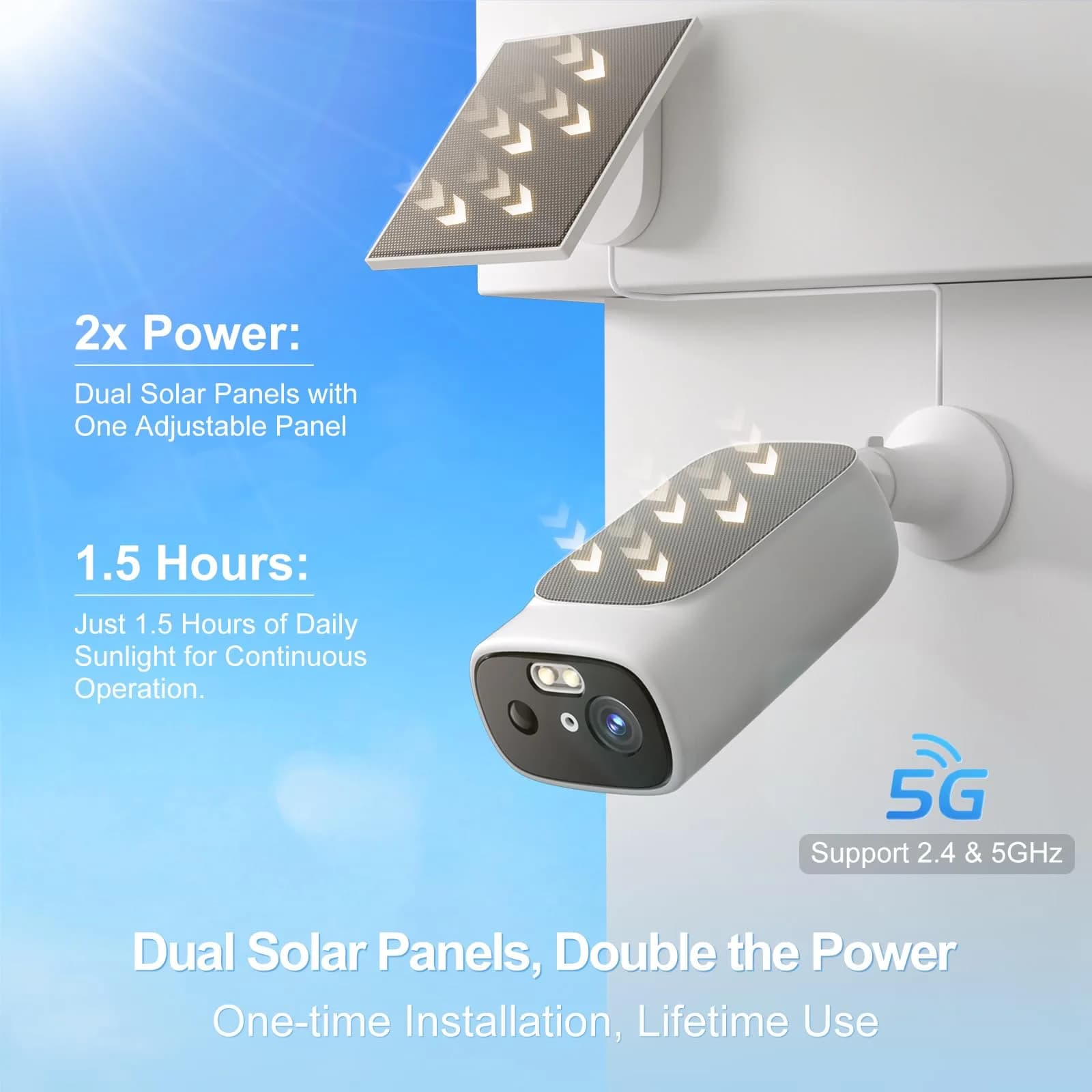 Camoon 2K Solar Security Camera Wireless Outdoor (1 Cam) with Dual Solar Panels | Continuous Power for Home Security - view 2
