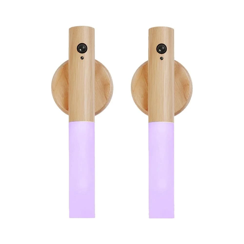 LANDGOO Wooden Motion Sensor Night Light | Handmade Wooden Night Light with Motion Detection, 2-Pack, Warm White