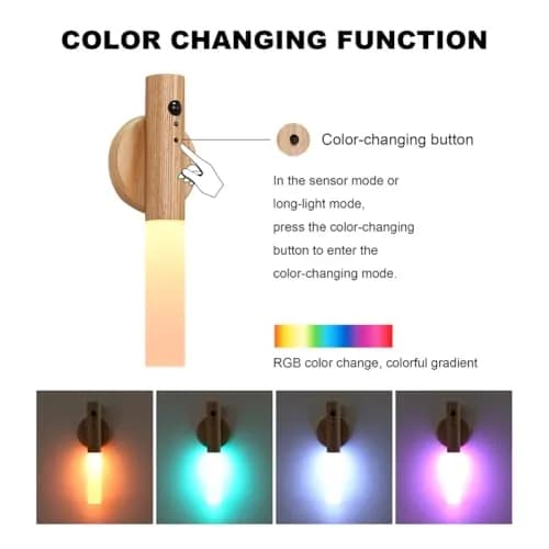 LANDGOO Wooden Motion Sensor Night Light | Handmade Wooden Night Light with Motion Detection, 2-Pack, Warm White thumbnail 3