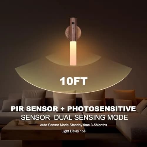 LANDGOO Wooden Motion Sensor Night Light | Handmade Natural Wood with Motion Detection thumbnail 2