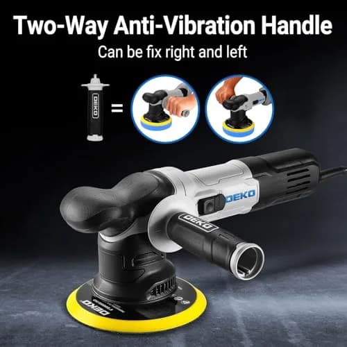DEKOPRO Car Buffer Polisher 6 Inch Dual Action Orbital Buffer, 7 Amp, Variable Speed 1800-5500 RPM, with 4 Buffing Pads | Car Detailing Tool thumbnail 5