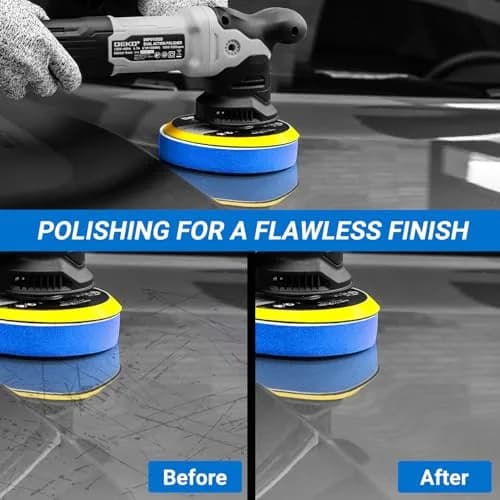 DEKOPRO Car Buffer Polisher 6 Inch Dual Action Orbital Buffer, 7 Amp, Variable Speed 1800-5500 RPM, with 4 Buffing Pads | Car Detailing Tool thumbnail 2