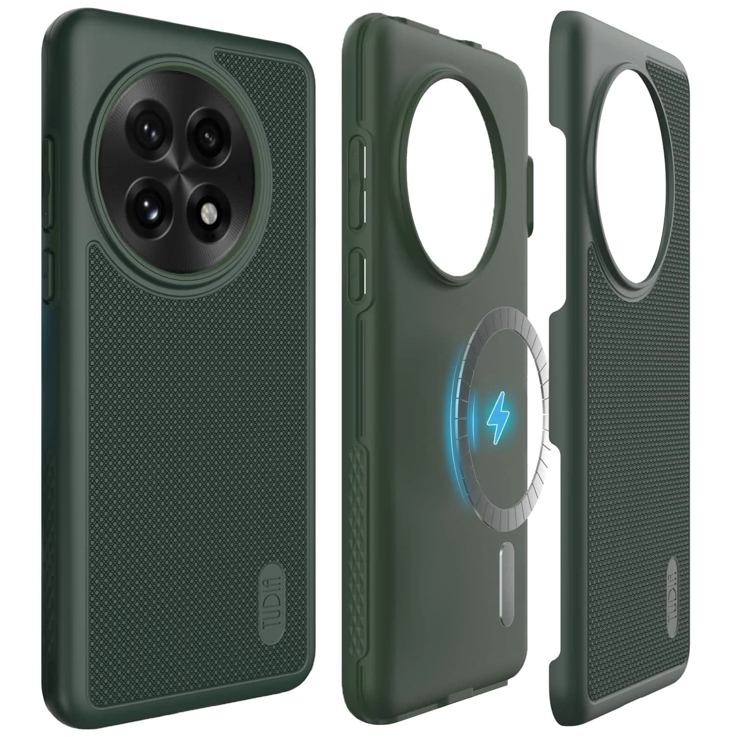 TUDIA MergeGrip Phone Case for OnePlus 13 5G (2025) | Military Grade Drop Tested Slim Shockproof Cover — Pine Green