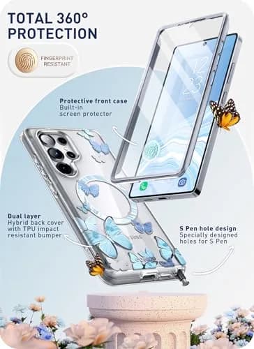 i-Blason Galaxy S25 Ultra Case MagSafe with Screen Protector Butterfly | Slim Impact-Resistant Cover thumbnail 3