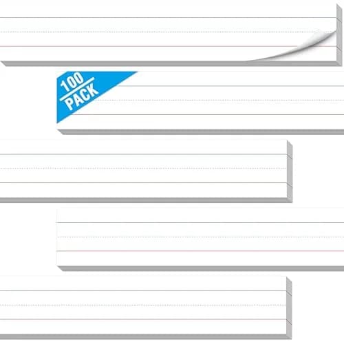 Gethelud 100 Pack Sentence Strips 17” x 3” | Classroom Handwriting Practice Tool thumbnail 1