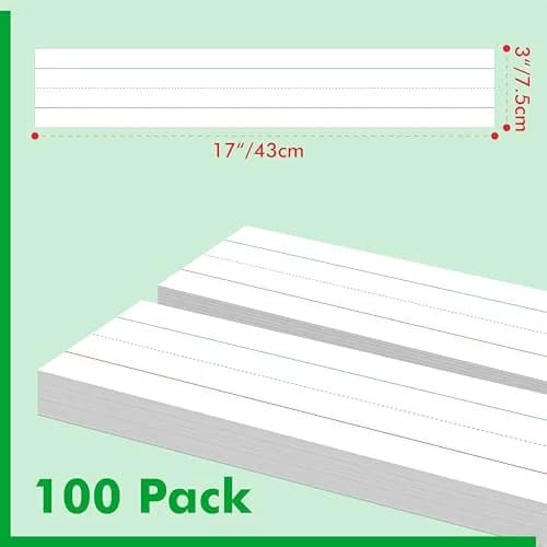 Gethelud 100 Pack Sentence Strips 17” x 3” | Classroom Handwriting Practice Tool thumbnail 2