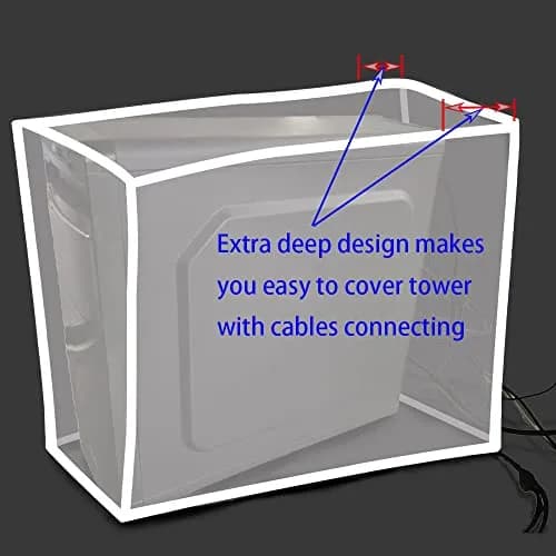 LU2000 Large CPU Dust Cover 10.2"W x 24"D x 20.5"H | Antistatic, Waterproof PC Tower Protector thumbnail 3