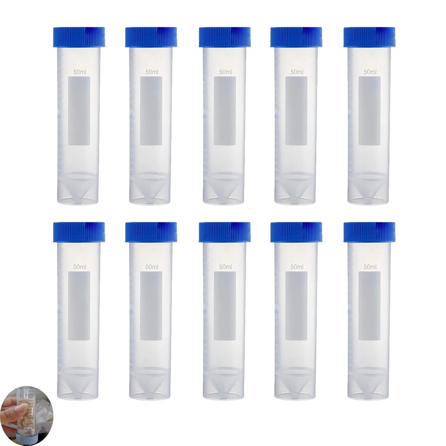 UtySty Coffee Bean Storage Tubes 50ml | 10 Pack with Scale & Seal (118*29mm, White) — White