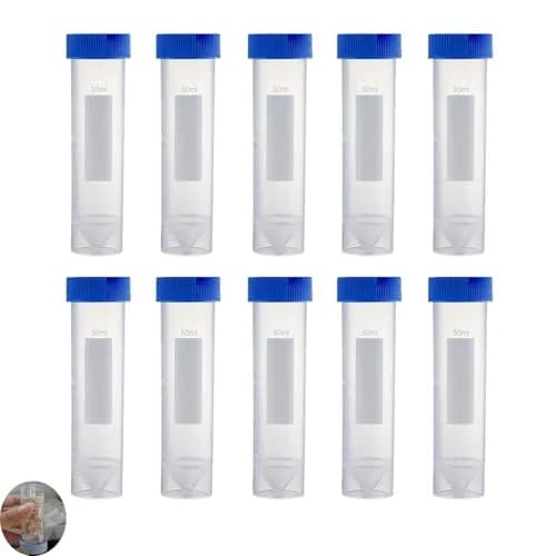 UtySty Coffee Bean Storage Tubes 50ml | 10 Pack with Scale & Seal (118*29mm, White) thumbnail 1