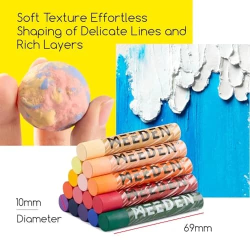 MEEDEN Soft Oil Pastels Set 52 Count (Pack of 1) | 48 Vivid Colors + 4 White, Non-Toxic, Smooth Blending thumbnail 3