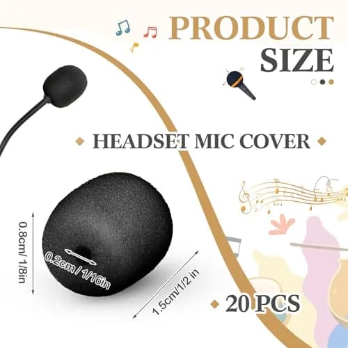 Innconee Mini Mic Foam Windscreen Covers 2mm x 15mm (20 Pcs) | Reduces Wind Noise for Headset & Lapel Mics thumbnail 2